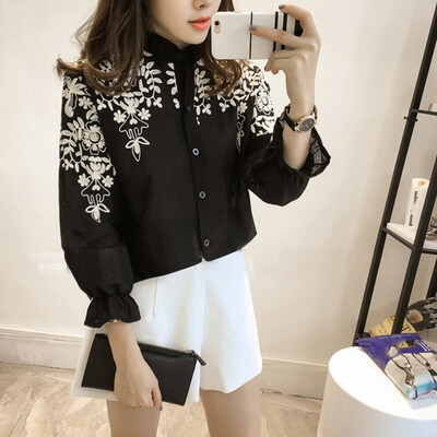Women Fashion Embroidery Floral Long Sleeve Stand Neck Button Casual Blouse Chic Cotton Modern Korean Style Shirts
Women Fashion Embroidery Floral Long Sleeve Stand Neck Button Casual Blouse Chic Cotton Modern Korean Style Shirts