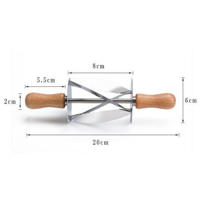 Stainless Steel Rolling Cutter for Making Croissant Bread Wheel Dough Pastry Knife Wooden Handle baking Kitchen Knife
Stainless Steel Rolling Cutter for Making Croissant Bread Wheel Dough Pastry Knife Wooden Handle baking Kitchen Knife