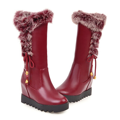 IDIFU Womens Sweet Fluffy Fur Bow Splicing Round Toe Invisible Wedge High Heel Platform Pull on Mid Calf Snow Boots
IDIFU Womens Sweet Fluffy Fur Bow Splicing Round Toe Invisible Wedge High Heel Platform Pull on Mid Calf Snow Boots