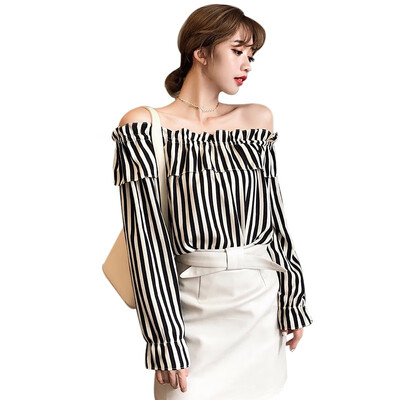 Summer Sexy Blouse Women Tops Striped Blusas Elegant Lady Blouse Off Shoulder Female Blouse Shirt
Summer Sexy Blouse Women Tops Striped Blusas Elegant Lady Blouse Off Shoulder Female Blouse Shirt