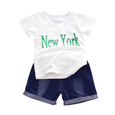 Summer Baby Boys Clothes Sets Short Sleeve Letter Print Tops T-shirtDenim Shorts Casual Kid Clothing
Summer Baby Boys Clothes Sets Short Sleeve Letter Print Tops T-shirtDenim Shorts Casual Kid Clothing