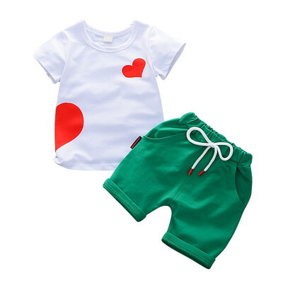 Summer Kids Baby Set Boys Girls Printed Heart White T-Shirt Solid Shorts Girls Two Piece Set Suits Children Clothing
Summer Kids Baby Set Boys Girls Printed Heart White T-Shirt Solid Shorts Girls Two Piece Set Suits Children Clothing