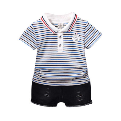 Baby Boy Clothes Summer Kids Clothes Sets Lapel T-shirtPants Suit stripe Printed Clothes Hot Sale Sport Suits
Baby Boy Clothes Summer Kids Clothes Sets Lapel T-shirtPants Suit stripe Printed Clothes Hot Sale Sport Suits