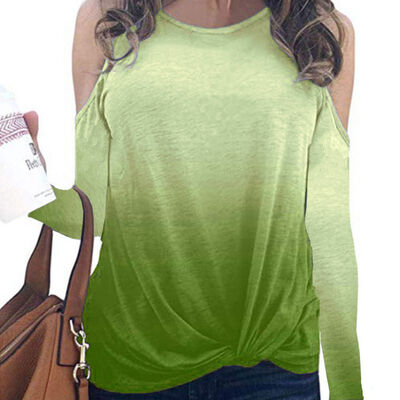 Women Autumn Fashion Casual All-match Loose Gradient Print Knit Decoration Long Sleeve Off-shoulder Slim T-shirt Top
Women Autumn Fashion Casual All-match Loose Gradient Print Knit Decoration Long Sleeve Off-shoulder Slim T-shirt Top