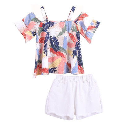 Childrens suits Summer Baby Girls Short Sleeve Off-shoulder Floral Print T-shirt TopsWhite Shorts Suits Casual Outfits Sets
Childrens suits Summer Baby Girls Short Sleeve Off-shoulder Floral Print T-shirt TopsWhite Shorts Suits Casual Outfits Sets
