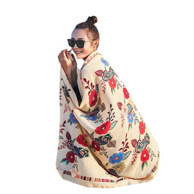 Scarf For Women Cotton Stylish Elegant Flower Embroidery Sweet Sunsceen Long Style Shawl Beach Printed All-match Scraf 18090CM
Scarf For Women Cotton Stylish Elegant Flower Embroidery Sweet Sunsceen Long Style Shawl Beach Printed All-match Scraf 18090CM