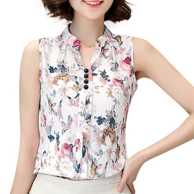 Women Blouse Tops Chiffon Casual Sleeveless V-Neck Fashion Women Shirt Print Blouses Ladies Blusas White Summer Spring
Women Blouse Tops Chiffon Casual Sleeveless V-Neck Fashion Women Shirt Print Blouses Ladies Blusas White Summer Spring