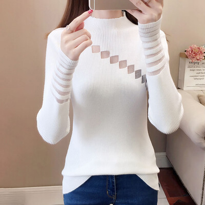 Sweet Wild Sweater Mesh Stitching Hollow Out Knitwear Long Sleeved Round Collar Sweater Slim Tops Women Sweater
Sweet Wild Sweater Mesh Stitching Hollow Out Knitwear Long Sleeved Round Collar Sweater Slim Tops Women Sweater