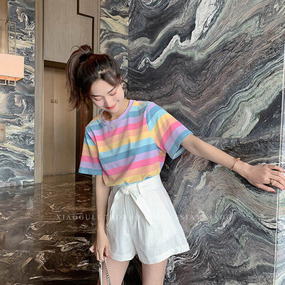 2019 New Korean T Shirt Women Summer Fashion Colorful Striped Top Women Short Sleeve O Neck Casual T-shirts
2019 New Korean T Shirt Women Summer Fashion Colorful Striped Top Women Short Sleeve O Neck Casual T-shirts