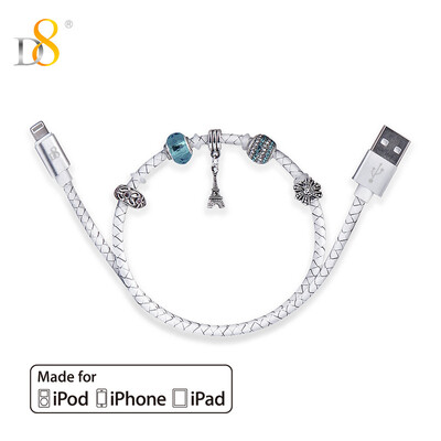 D8 Apple MFI certification original data cable phone charging data line leather braided fashion beaded element iphone8x / 7Plus / 6 / 6S / 5S 0.4 m white
D8 Apple MFI certification original data cable phone charging data line leather braided fashion beaded element iphone8x / 7Plus / 6 / 6S / 5S 0.4 m white