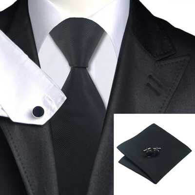 N-0840 Vogue Men Silk Tie Set Black Solid Necktie Handkerchief Cufflinks Set Ties For Men Formal Wedding Business wholesale
N-0840 Vogue Men Silk Tie Set Black Solid Necktie Handkerchief Cufflinks Set Ties For Men Formal Wedding Business wholesale