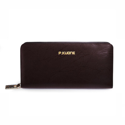 

P.kuone® New Genuine Leather wallets Brand Men Clutch Bags Multifunctional Long Purse Design Men Wallet Zipper Coin Purse Card Holder