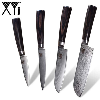XYj Kitchen Knife VG10 Damascus Steel Pattern Blade 7 inch 5 inch Santoku 5 inch Utility 35 Fruit Knife
XYj Kitchen Knife VG10 Damascus Steel Pattern Blade 7 inch 5 inch Santoku 5 inch Utility 35 Fruit Knife