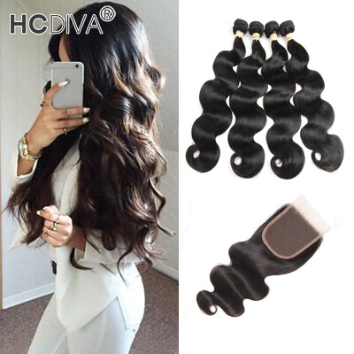 HCDIVA Body Wave Human Hair Bundles With Closure Peruvian Human Hair With Lace Closure, 4 Bundle Hair with 1 Closure
HCDIVA Body Wave Human Hair Bundles With Closure Peruvian Human Hair With Lace Closure, 4 Bundle Hair with 1 Closure