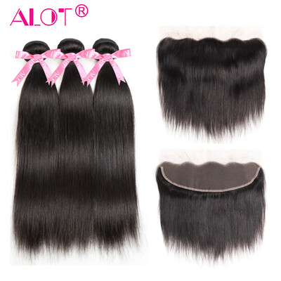 Alot Hair 13x4 Lace Frontal Closure With Bundles Peruvian Virgin Straight 3 Hair Bundles With Closure Frontal Ear To Ear 4Pcs/Lot
Alot Hair 13x4 Lace Frontal Closure With Bundles Peruvian Virgin Straight 3 Hair Bundles With Closure Frontal Ear To Ear 4Pcs/Lot