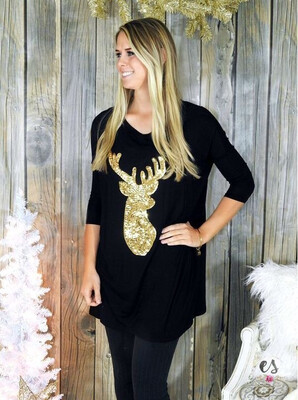 2017 Europe and the United States new women's Christmas sequins small deer printing long long sleeves loose T-shirt
2017 Europe and the United States new women's Christmas sequins small deer printing long long sleeves loose T-shirt
