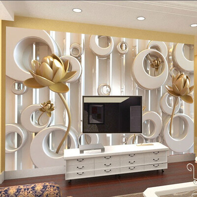 3D Wall Mural Stereoscopic Golden Lotus Ring Cycle Custom Modern Luxury Creative Wallpaper TV Backdrop Mural Wall Paper For Wall
3D Wall Mural Stereoscopic Golden Lotus Ring Cycle Custom Modern Luxury Creative Wallpaper TV Backdrop Mural Wall Paper For Wall