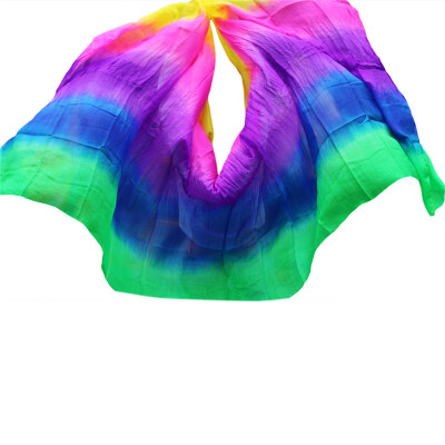 

2017 Dance veils Handmade Natural Silk Belly Dance Veils Yellow+Rose+Purple+Royal Blue+Green250/270*114 cm Dance Props Silk Veils