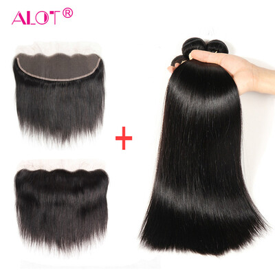 ALot Hair Malaysian Straight Hair 3 bundles with Lace Frontal 134 100 Human Hair Bundles With Closure Frontal Natural Black
ALot Hair Malaysian Straight Hair 3 bundles with Lace Frontal 134 100 Human Hair Bundles With Closure Frontal Natural Black