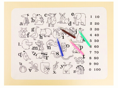 Kids Scarwl Washable Silicone Coloring Placemat with 12 Water-soluble pens, Alphabet Animals
Kids Scarwl Washable Silicone Coloring Placemat with 12 Water-soluble pens, Alphabet Animals
