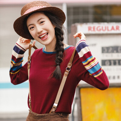 INMAN small fresh literary round neck long sleeve striped sweater female 18731VP32218 electric light blue
INMAN small fresh literary round neck long sleeve striped sweater female 18731VP32218 electric light blue