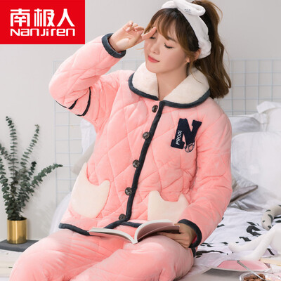Antarctic pajamas women three-layer thickening coral fleece quilted pajamas autumn&winter ladies plus velvet flannel cotton jacket home service suit NJR8616 female lapel pink
Antarctic pajamas women three-layer thickening coral fleece quilted pajamas autumn&winter ladies plus velvet flannel cotton jacket home service suit NJR8616 female lapel pink