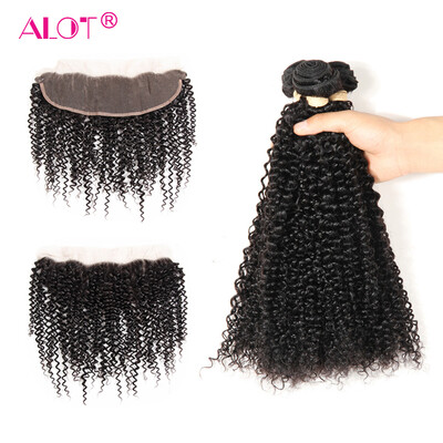ALot Hair Ear To Ear Lace Frontal Closure With 3 Bundles Malaysian Virgin Kinky Curly Human hair Weaves With Closures 4Pcs / Lot
ALot Hair Ear To Ear Lace Frontal Closure With 3 Bundles Malaysian Virgin Kinky Curly Human hair Weaves With Closures 4Pcs / Lot
