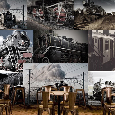 3D photo wallpaper retro 3D train head wallpaper mural train themed restaurant cafe KTV bar background wall wallpaper
3D photo wallpaper retro 3D train head wallpaper mural train themed restaurant cafe KTV bar background wall wallpaper