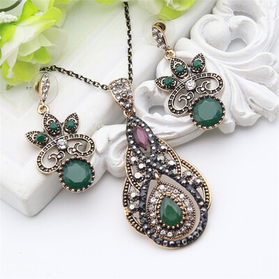New Style Turkish Jewelry Sets Flower Resin Earrings Pendant Necklace Women Color Rhinestone Ethnic Jewelry Indian Ladies Bijoux
New Style Turkish Jewelry Sets Flower Resin Earrings Pendant Necklace Women Color Rhinestone Ethnic Jewelry Indian Ladies Bijoux