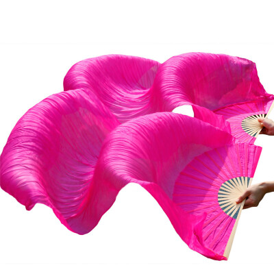 

1 Pair Dance Fans Bamboo Ribs Natural Silk Stage Performance Props Dye Fans Women Belly Dance Silk Fans Rose