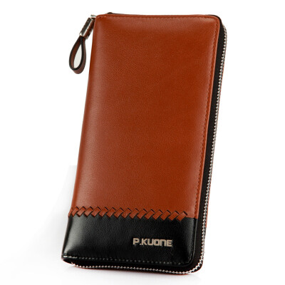

P.kuone® New 2016 men genuine leather wallets famous brand money purses long zipper Wallets New Design Card Holder Large Clutch Bags