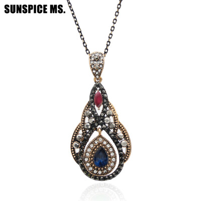 Ethnic Turkish Women Vintage Flower Necklaces Antique Gold Color Water Drop Pendant Red Resin Thin Chain Indian Wedding Jewelry
Ethnic Turkish Women Vintage Flower Necklaces Antique Gold Color Water Drop Pendant Red Resin Thin Chain Indian Wedding Jewelry