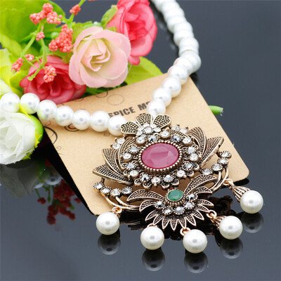 Vintage Flower Strand Bead Pendant Necklace Set Women Antique Simulated-pearl Chain Turkish Indian Wedding Resin Corsage Jewelry
Vintage Flower Strand Bead Pendant Necklace Set Women Antique Simulated-pearl Chain Turkish Indian Wedding Resin Corsage Jewelry