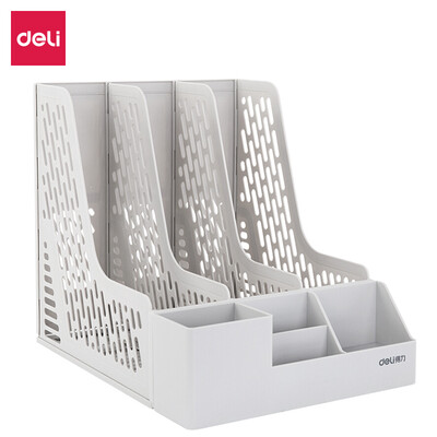 Deli deli78980 with pen holder multi-function triple file box file basket file rack PC material gray
Deli deli78980 with pen holder multi-function triple file box file basket file rack PC material gray