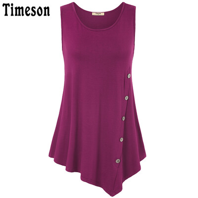 Timeson Summer Sleeveless Irregular Hem Solid Blouses with Decorative Buttons O-Neck Casual Long Loose Tunic Female Knitted Tops
Timeson Summer Sleeveless Irregular Hem Solid Blouses with Decorative Buttons O-Neck Casual Long Loose Tunic Female Knitted Tops