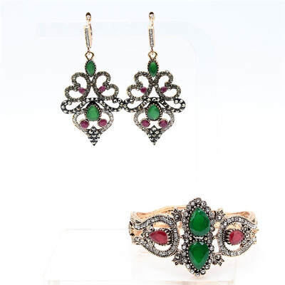 Ethnic Bridal Jewelry Vintage Earring Bangle Antique Gold Resin Jewelry Sets Long Hook Dangle Earrings Water Drop Bracelet Cuff
Ethnic Bridal Jewelry Vintage Earring Bangle Antique Gold Resin Jewelry Sets Long Hook Dangle Earrings Water Drop Bracelet Cuff