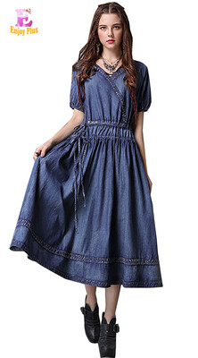 L elegant cotton new summer 2018 vintage jeans long dress women short sleeve denim blue a line mid calf v neck belt female
L elegant cotton new summer 2018 vintage jeans long dress women short sleeve denim blue a line mid calf v neck belt female