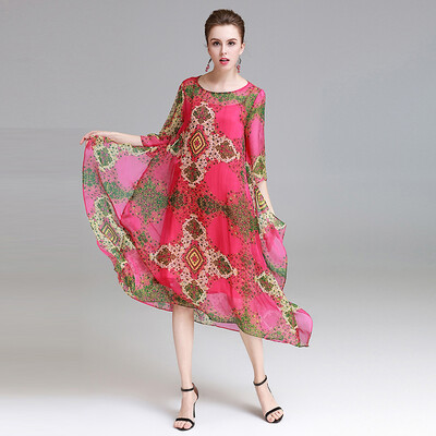 Women Summer dress loose style Nature silk dresses female TrumpetMermaid Soft gentle fashion dresses Printed vestidos big size
Women Summer dress loose style Nature silk dresses female TrumpetMermaid Soft gentle fashion dresses Printed vestidos big size