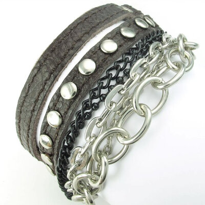 Hpolw Mens Leather Bracelet, Punk Rock Chain Cuff Bangle, 7-8 inch Adjustable, Brown Silver
Hpolw Mens Leather Bracelet, Punk Rock Chain Cuff Bangle, 7-8 inch Adjustable, Brown Silver
