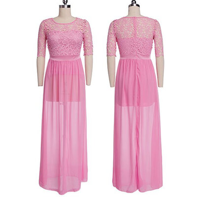 New Womens Ladies Elegant Medium Sleeve O-Neck Sexy Hollow Out Lace Chiffon Cocktail Party Prom Evening Long Dress Gown
New Womens Ladies Elegant Medium Sleeve O-Neck Sexy Hollow Out Lace Chiffon Cocktail Party Prom Evening Long Dress Gown