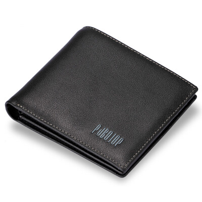 Pabojoe new men's first layer of leather wallet short paragraph three fold wallet black vertical section P806A
Pabojoe new men's first layer of leather wallet short paragraph three fold wallet black vertical section P806A