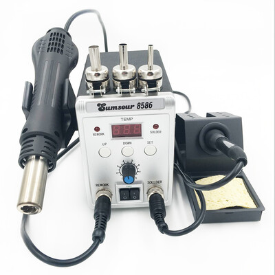 Solder Station 8586 2in1 Electric Soldering Irons Hot Air Gun SMD Rework Soldering Desoldering Welding Machine Repair Tool Kit
Solder Station 8586 2in1 Electric Soldering Irons Hot Air Gun SMD Rework Soldering Desoldering Welding Machine Repair Tool Kit
