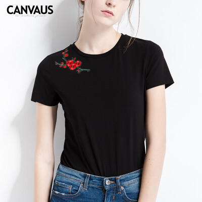 Canvaus Women Clothing Summer Cotton White Black Slim Casual Embroidery Flower Round Collar Short Sleeve T Shirt Tops
Canvaus Women Clothing Summer Cotton White Black Slim Casual Embroidery Flower Round Collar Short Sleeve T Shirt Tops