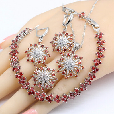 Red Garnet 925 Silver Wedding Jewelry Sets For Women Earrings Bracelet Rings Necklace Pendant
Red Garnet 925 Silver Wedding Jewelry Sets For Women Earrings Bracelet Rings Necklace Pendant