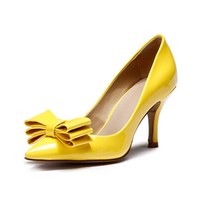 Patent Leather Stiletto heel Nifty bowknot Superficial mouth Single shoes Minimalism OL high heel shoes
Patent Leather Stiletto heel Nifty bowknot Superficial mouth Single shoes Minimalism OL high heel shoes