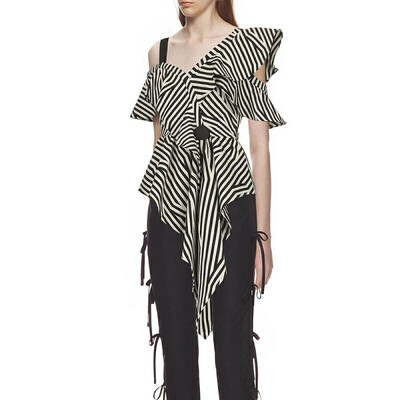 Striped Irregular Shirt Female Off Shoulder Ruffles Short Sleeve High Waist Asymmetrical Blouse 2018 Summer Sexy
Striped Irregular Shirt Female Off Shoulder Ruffles Short Sleeve High Waist Asymmetrical Blouse 2018 Summer Sexy