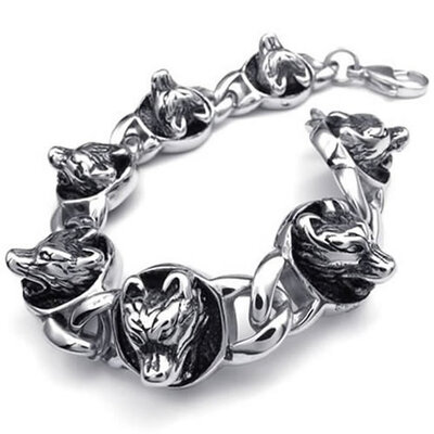 Hpolw Vintage Stainless Steel Gothic Wolf Charms Biker Mens Bracelet Color Black Silver
Hpolw Vintage Stainless Steel Gothic Wolf Charms Biker Mens Bracelet Color Black Silver