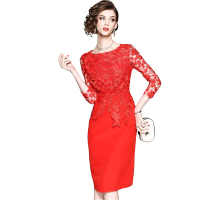 2018 New Style Red Patchwork Office Lady Lace Knee-Length O-Neck Red Sheath Dresses
2018 New Style Red Patchwork Office Lady Lace Knee-Length O-Neck Red Sheath Dresses