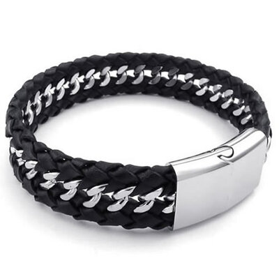 Hpolw Mens Fashion Men Jewelry Punk Style black&white Stainless Steel Leather weave BraceletHidden-safety-clasp
Hpolw Mens Fashion Men Jewelry Punk Style black&white Stainless Steel Leather weave BraceletHidden-safety-clasp