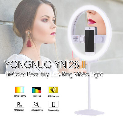 YONGNUO YN128II BiColor Beautify LED Ring Video Light 3200K5500K Photography Dimmable Ring Lamp CRI95 for IPhone HUAWEI SAMSUNG
YONGNUO YN128II BiColor Beautify LED Ring Video Light 3200K5500K Photography Dimmable Ring Lamp CRI95 for IPhone HUAWEI SAMSUNG